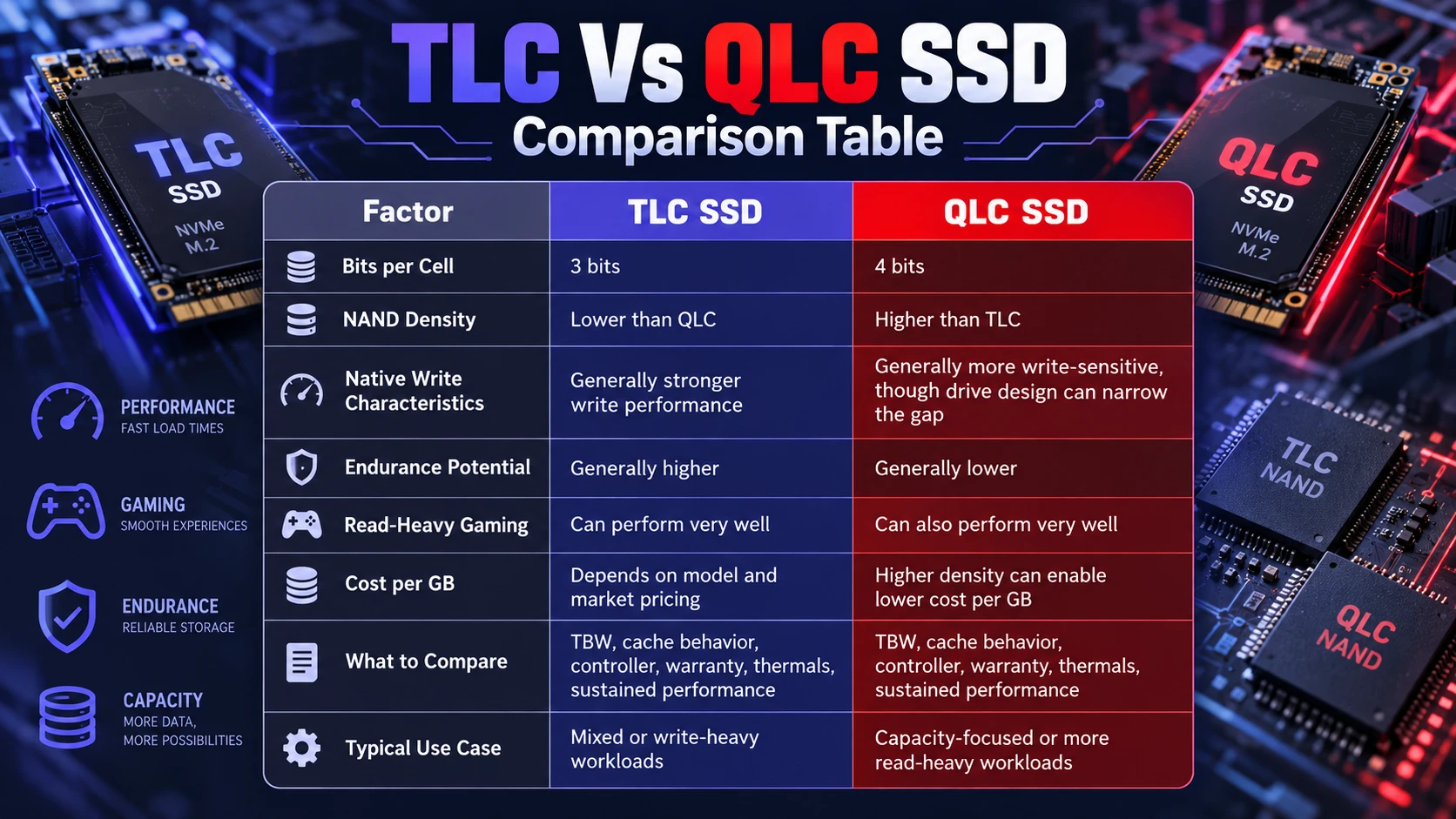 TLC Vs QLC SSD Comparison Table