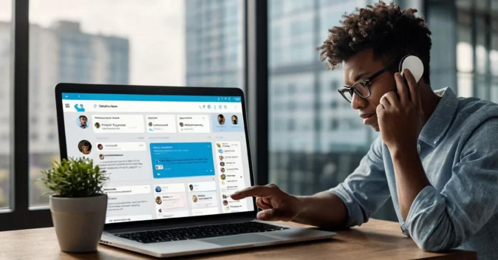 User browsing tweets anonymously using Twitter Viewer Tools on a laptop and smartphone with trending hashtags and tweet cards on screen."