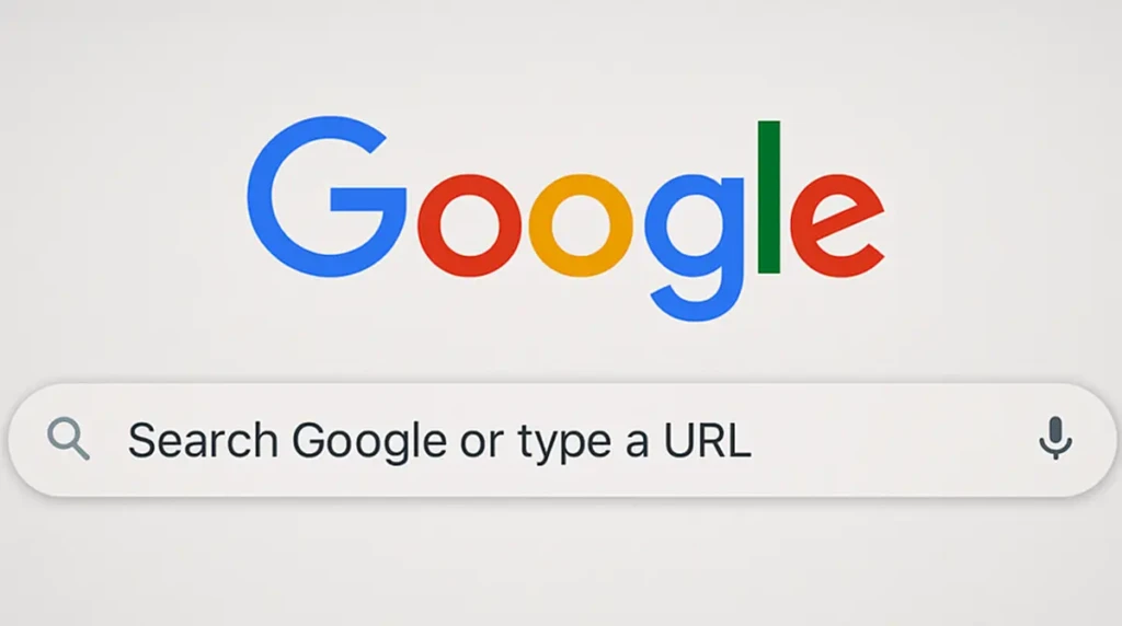 A computer screen displaying the Google homepage with a search